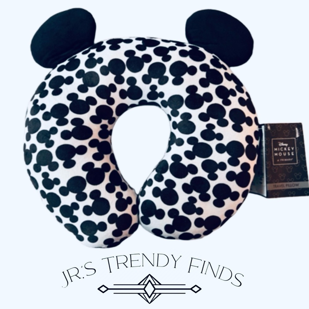 Disney Womens Black Mickey Mouse U Shape Comfort Travel Neck Pillow One Size
